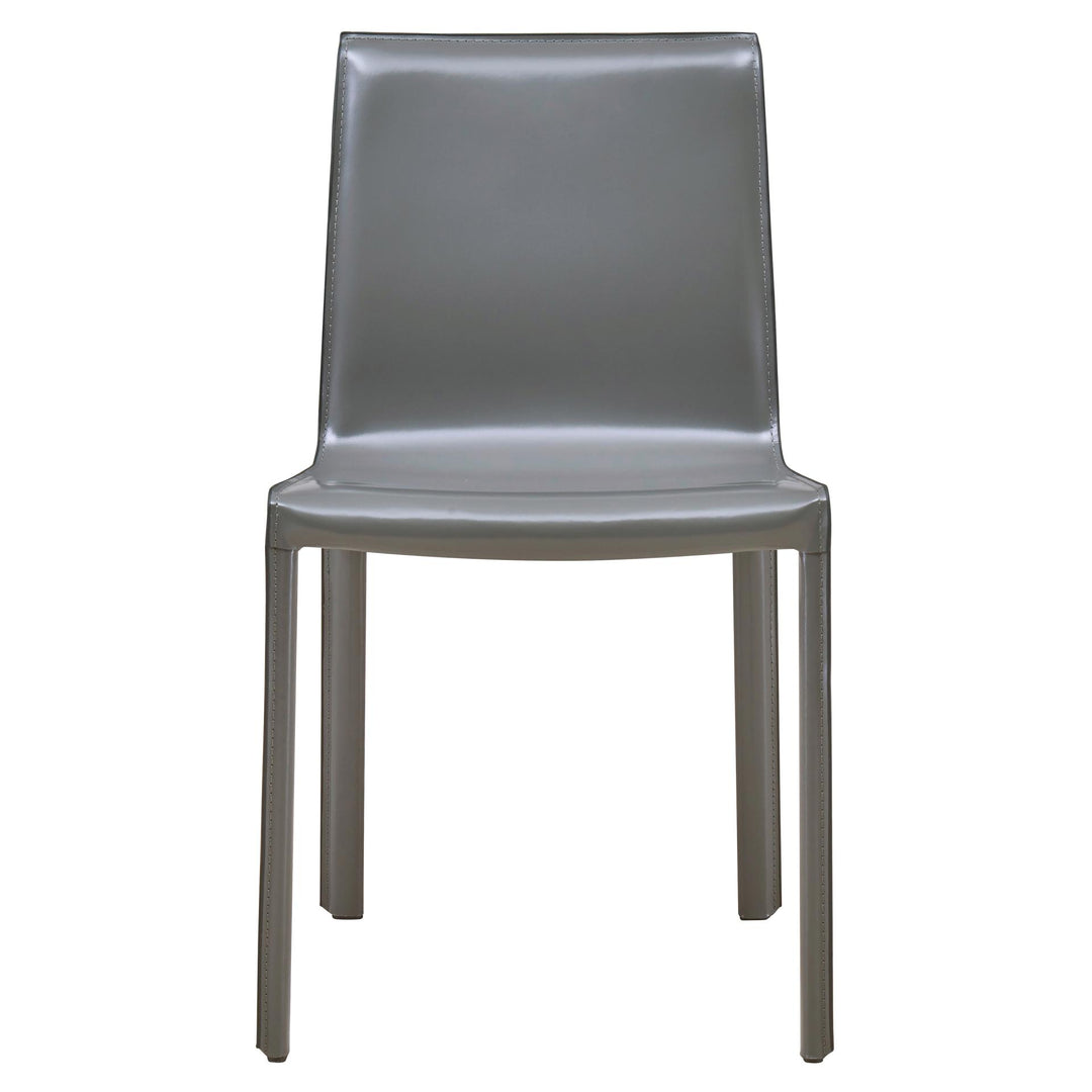 Gervin Chair Anthracite recycled leather dining chair - straight-on front view