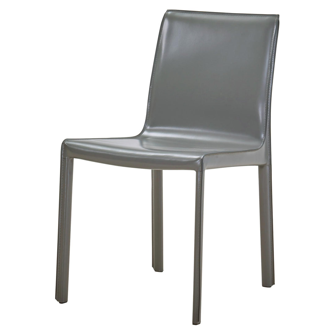 Gervin Chair Anthracite recycled leather dining chair - front angle view