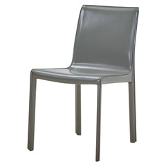 Gervin Chair Anthracite recycled leather dining chair - front angle view