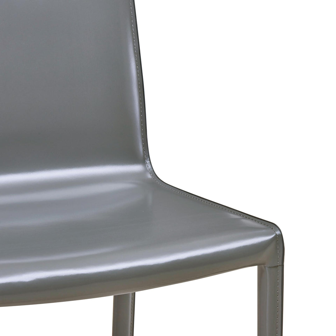 Gervin Chair Anthracite - recycled leather seat and contrast piping detail
