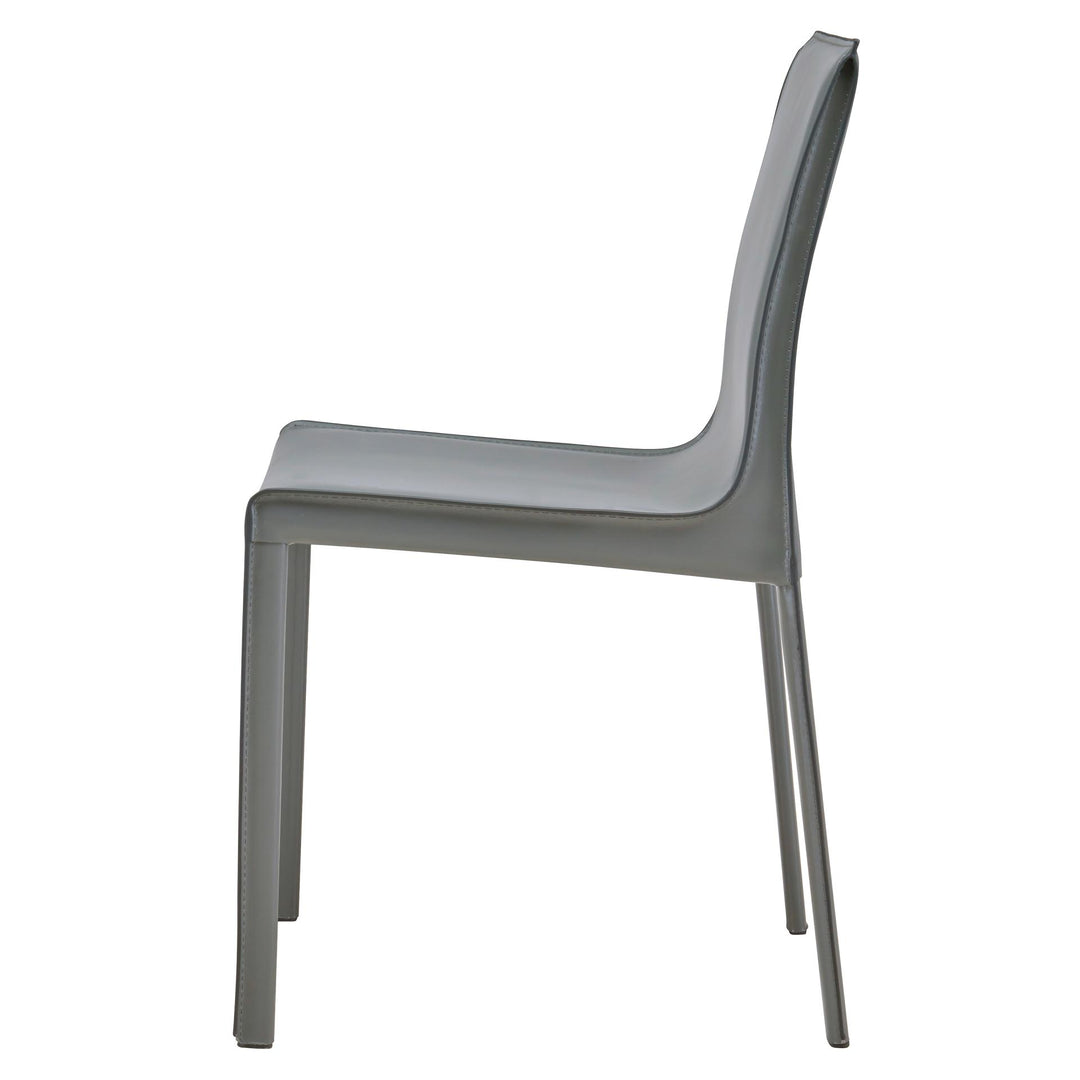 Gervin Chair Anthracite recycled leather dining chair - side profile view