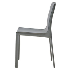 Gervin Chair Anthracite recycled leather dining chair - side profile view