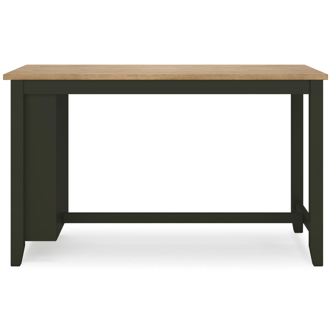 Gesthaven Counter Height Dining Table in Natural and Dark Brown variant front view - counter height dining table by Ashley - Whats New Furniture Portland OR
