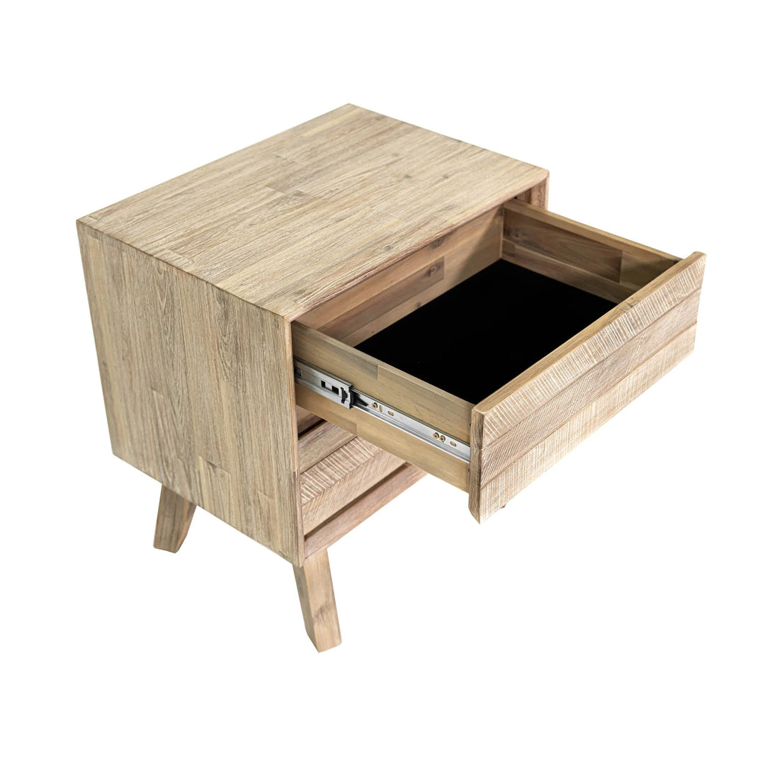 Gia 2 Drawer Nightstand in Light Driftwood open drawer view - two drawer nightstand by LH Imports - Whats New Furniture Portland OR