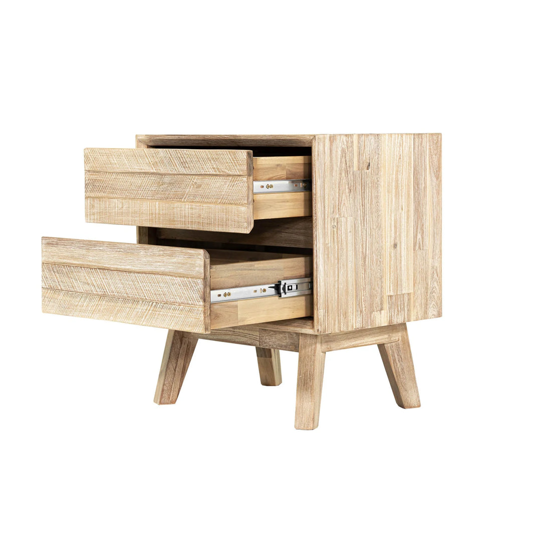 Gia 2 Drawer Nightstand in Light Driftwood drawer side view - two drawer nightstand by LH Imports - Whats New Furniture Portland OR