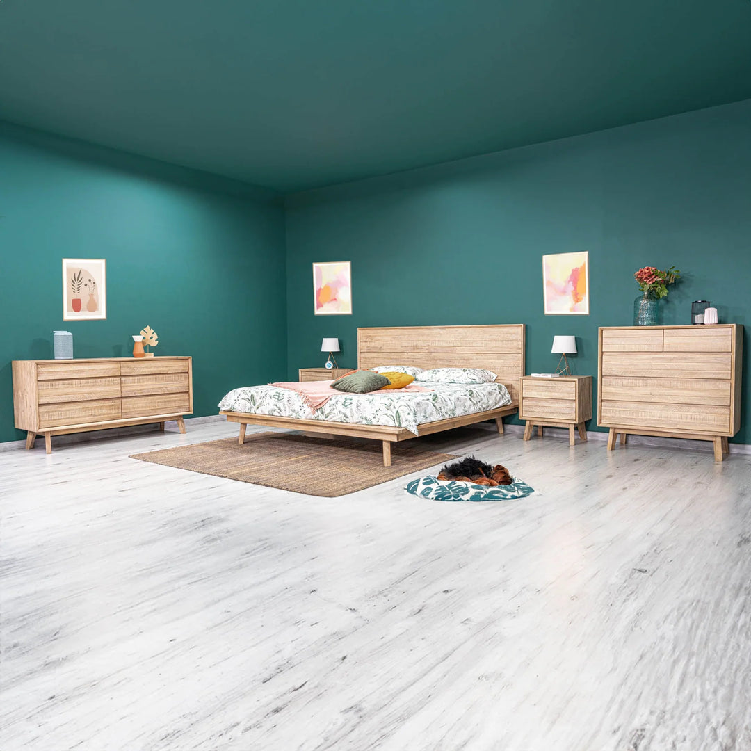 Gia 2 Drawer Nightstand in Light Driftwood styled room setting - two drawer nightstand by LH Imports - Whats New Furniture Portland OR