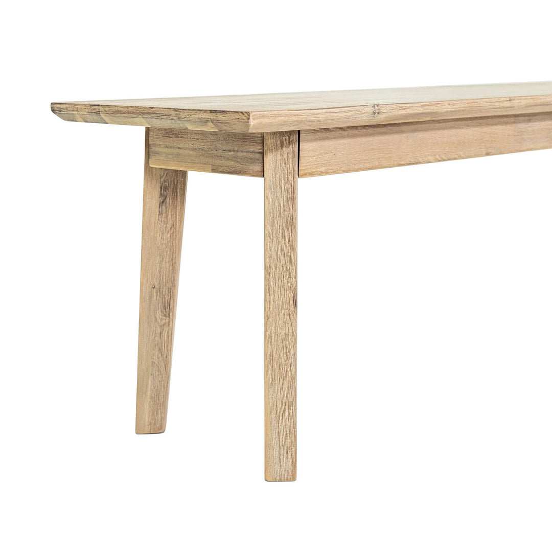 Gia Bench in Light Driftwood leg detail - solid acacia bench by LH Imports - Whats New Furniture Portland OR