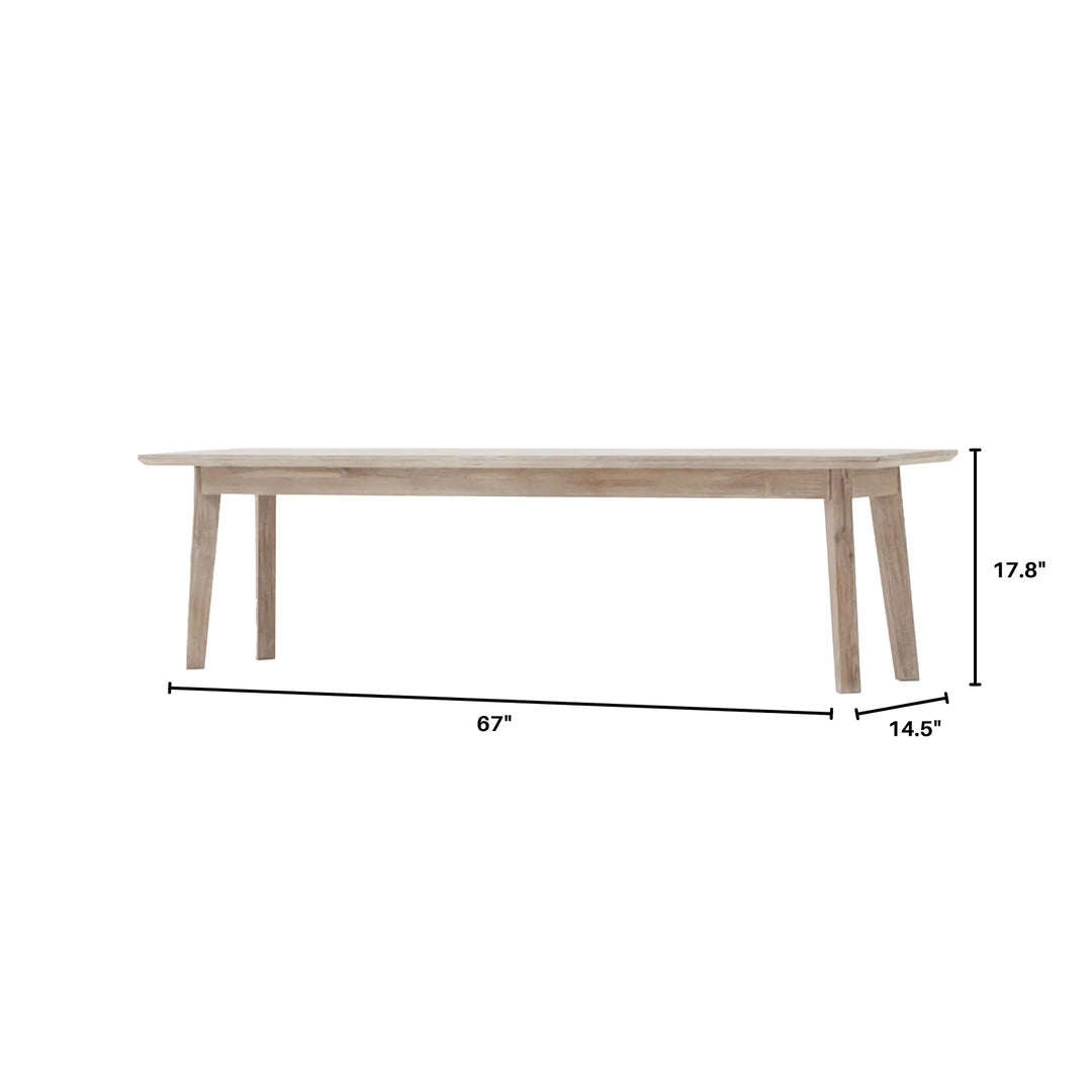Gia Bench in Light Driftwood spec sheet - solid acacia bench by LH Imports - Whats New Furniture Portland OR