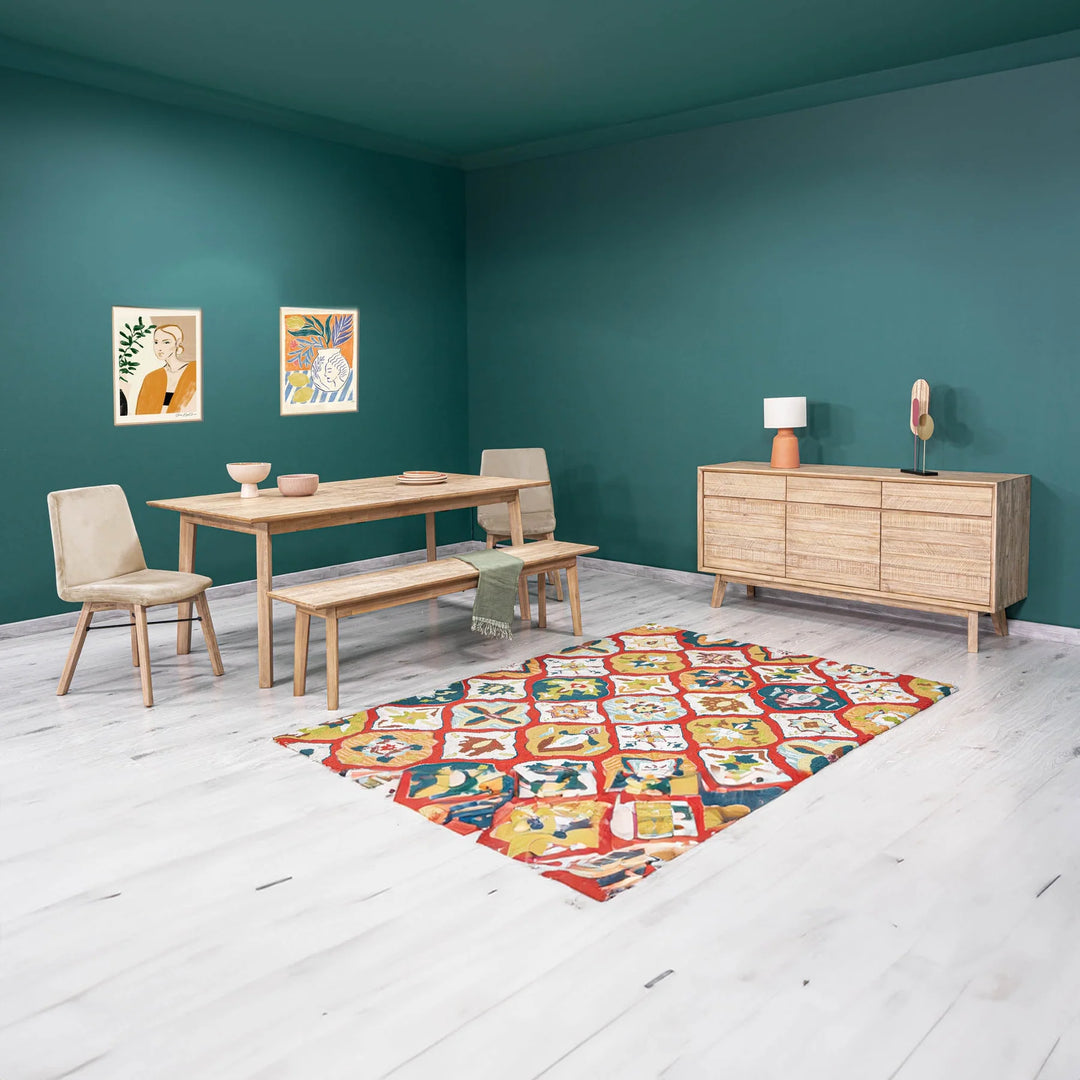 Gia Bench in Light Driftwood styled room setting - solid acacia bench by LH Imports - Whats New Furniture Portland OR