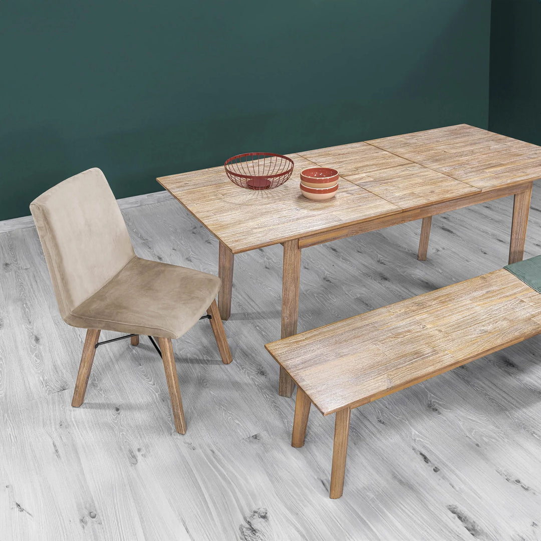 Gia Bench in Light Driftwood wood detail - solid acacia bench by LH Imports - Whats New Furniture Portland OR