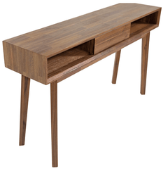 Gia Console Table in Warm Pecan side angle - acacia console table by LH Imports - Whats New Furniture Portland OR