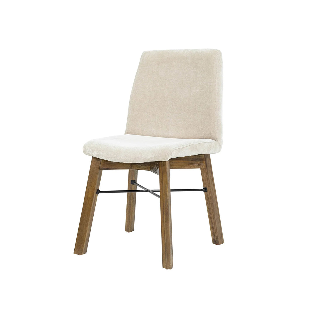 Gia Dining Chair in Warm Pecan Sand side angle - upholstered acacia dining chair by LH Imports - Whats New Furniture Portland OR