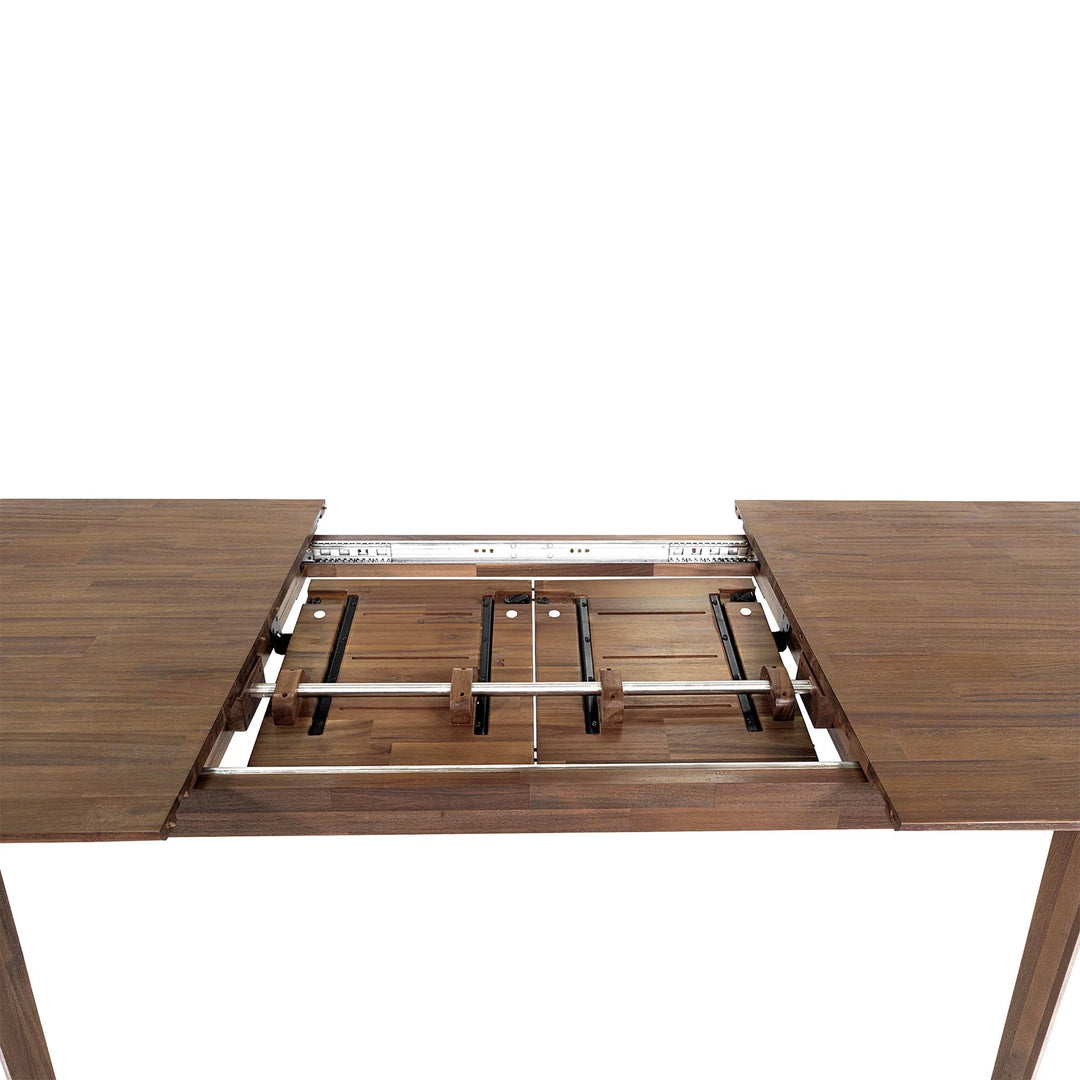 Gia Extension Dining Table in Warm Pecan detail view - butterfly-leaf extension dining table by LH Imports - Whats New Furniture Portland OR