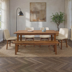 Gia Extension Dining Table in Warm Pecan lifestyle setting - butterfly-leaf extension dining table by LH Imports - Whats New Furniture Portland OR