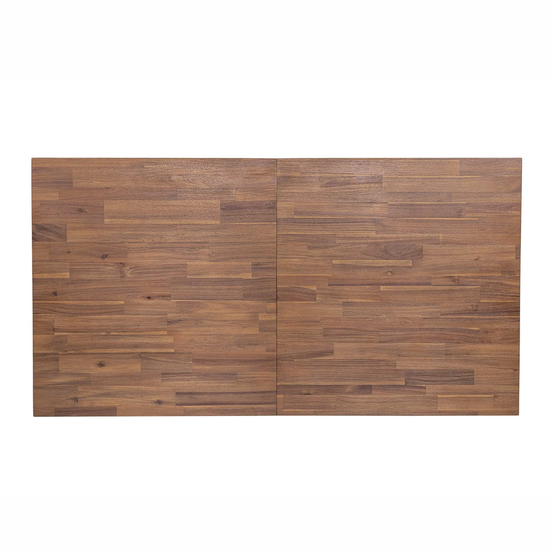 Gia Extension Dining Table in Warm Pecan top-down view - butterfly-leaf extension dining table by LH Imports - Whats New Furniture Portland OR