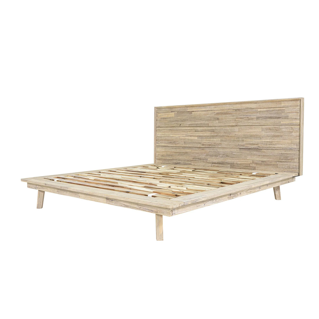 Gia King Bed Frame in Light Driftwood detail view - king platform bed frame by LH Imports - Whats New Furniture Portland OR