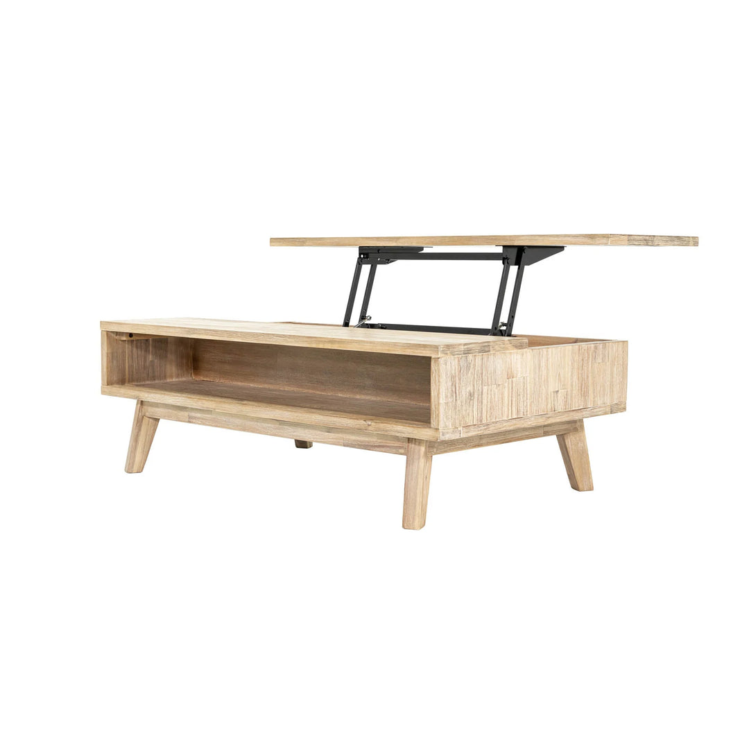 Gia Coffee Table w/ Lift Top in Light Driftwood open side angle - lift-top coffee table by LH Imports - Whats New Furniture Portland OR