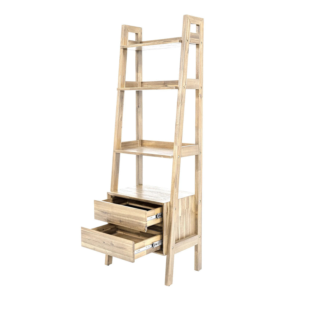 Gia Modular Bookcase in Natural variant open drawer view - modular bookcase by LH Imports - Whats New Furniture Portland OR