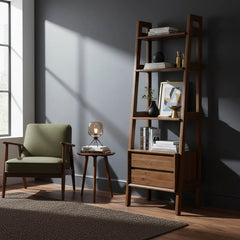 Gia Modular Bookcase in Warm Pecan room setting - modular bookcase by LH Imports - Whats New Furniture Portland OR