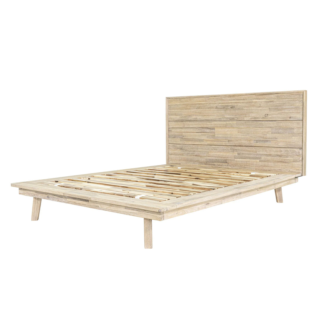 Gia Queen Bed Frame in Light Driftwood side angle - queen platform bed frame by LH Imports - Whats New Furniture Portland OR