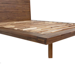 Gia Queen Bed Frame in Warm Pecan fabric colorway front view - queen platform bed frame by LH Imports - Whats New Furniture Portland OR