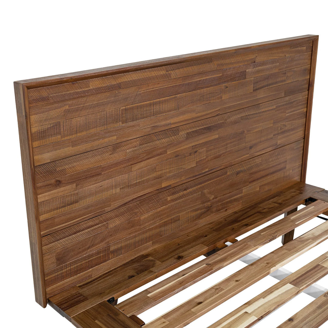 Gia Queen Bed Frame in Warm Pecan seat detail - queen platform bed frame by LH Imports - Whats New Furniture Portland OR