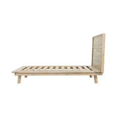 Gia Single Bed Frame in Light Driftwood side angle - single platform bed frame by LH Imports - Whats New Furniture Portland OR