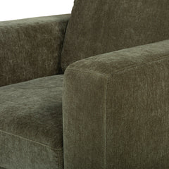 Glenwood Accent Chair in Moss Olive Green fabric detail - mid-century velvet lounge chair private label - Whats New Furniture Portland OR