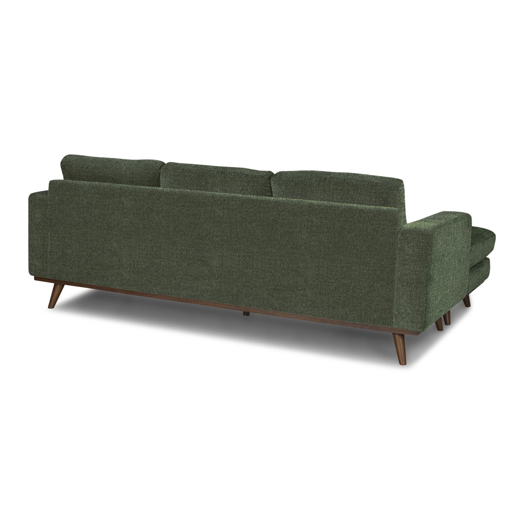 Glenwood Reversible Sectional in Moss Olive Green fabric - back view - mid-century modern sectional - Whats New Furniture Portland OR