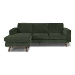 Glenwood Reversible Sectional in Moss Olive Green fabric - front view - mid-century modern sectional - Whats New Furniture Portland OR