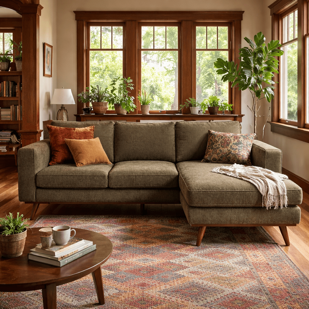 Glenwood Reversible Sectional in Moss Olive Green - reversible chaise sectional private label - Whats New Furniture Portland OR