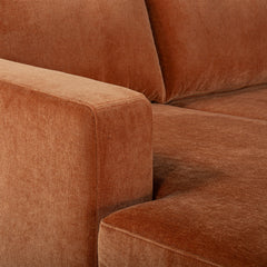 Glenwood Reversible Sectional in Moss Rust fabric closeup - reversible chaise sectional private label - Whats New Furniture Portland OR