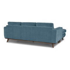 Glenwood Reversible Sectional in Moss Turquoise fabric - back view - mid-century modern sectional - Whats New Furniture Portland OR