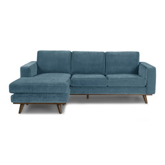 Glenwood Reversible Sectional in Moss Turquoise fabric - front view - mid-century modern sectional - Whats New Furniture Portland OR