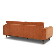 Glenwood Sofa in Moss Rust fabric closeup - velvet sofa private label - Whats New Furniture Portland OR