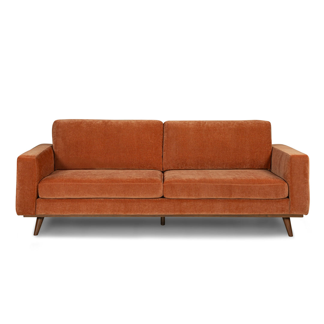 Glenwood Sofa in Moss Rust side view - velvet sofa private label - Whats New Furniture Portland OR