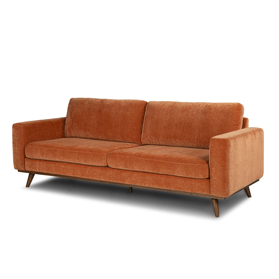Glenwood Sofa in Moss Rust top-down view - velvet sofa private label - Whats New Furniture Portland OR