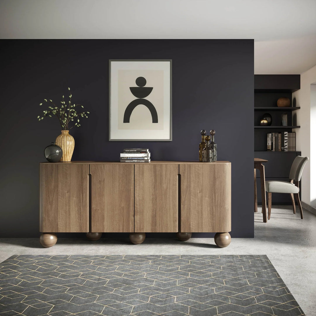 Globe Sideboard in Natural room setting - mango wood sideboard by LH Imports - Whats New Furniture Portland OR
