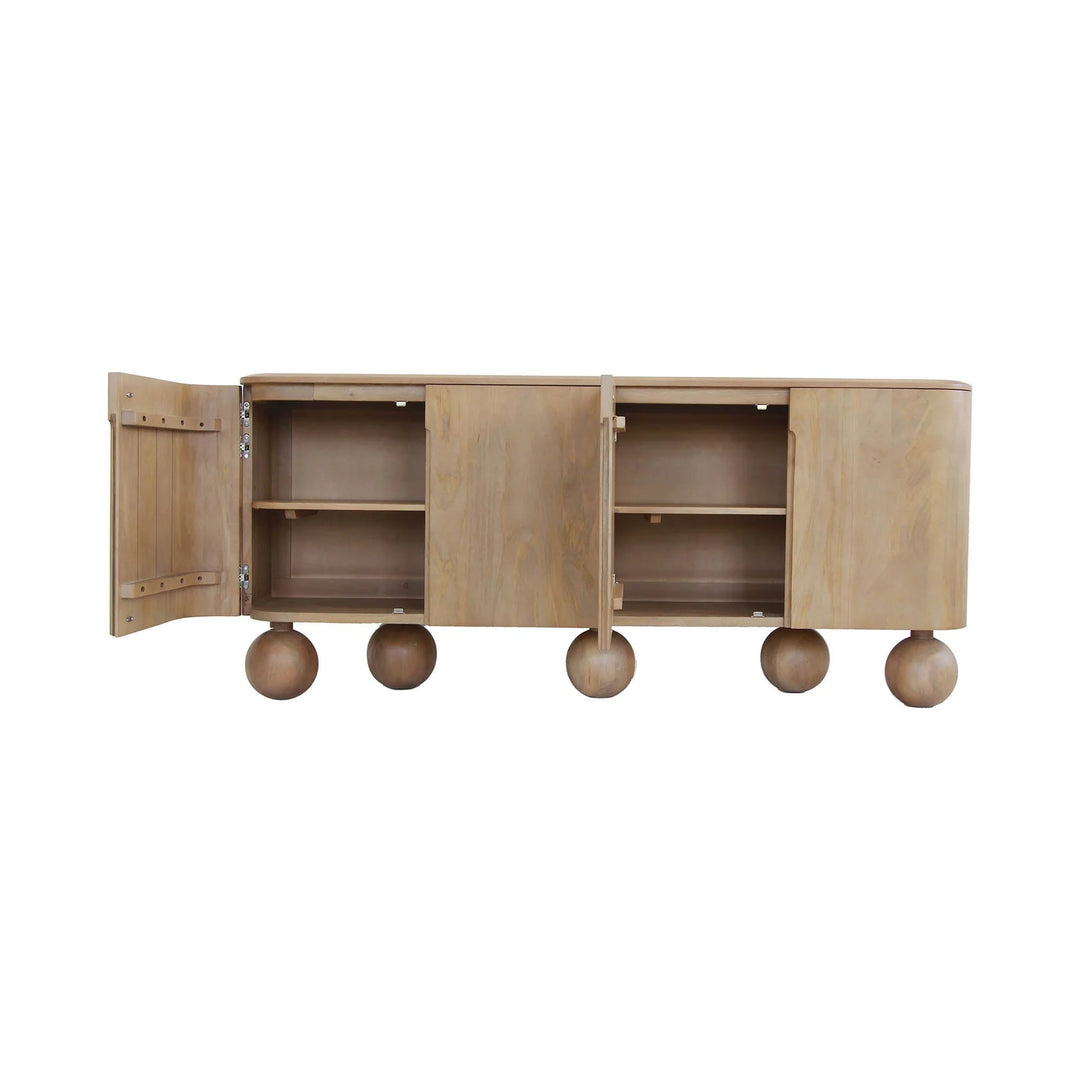 Globe Sideboard in Natural side view - mango wood sideboard by LH Imports - Whats New Furniture Portland OR