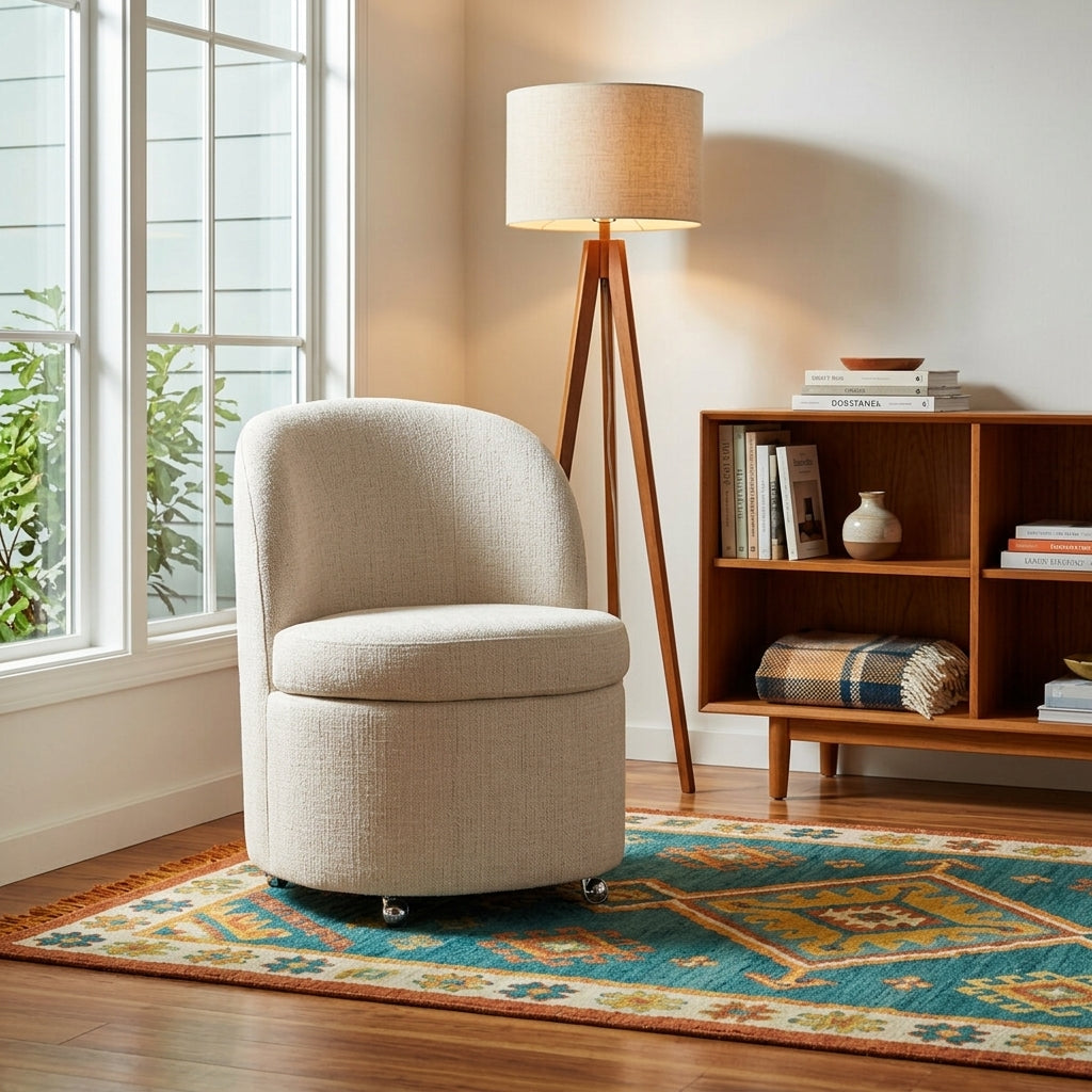 Gloria Dining Chair in Hampton Cream room setting - upholstered dining chair by Four Hands - Whats New Furniture Portland OR