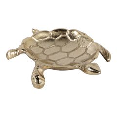 Gold Aluminum Turtle Trinket Dish 7" front view - decorative tray by Sagebrook Home - Whats New Furniture Portland OR