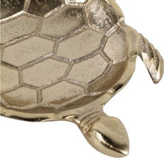 Gold Aluminum Turtle Trinket Dish 7" shell detail close up - decorative tray by Sagebrook Home - Whats New Furniture Portland OR