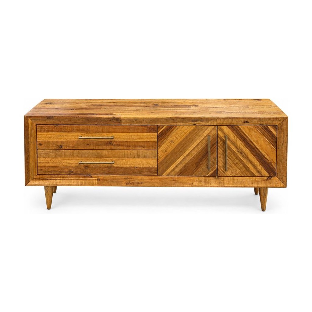Golden Oak sideboard with a long, low profile and shallow depth - Whats New Furniture Portland OR