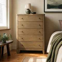 Granada 5 Drawer Bedroom Chest Of Drawers Natural Pine styled in Portland Sellwood cottage living room - What&