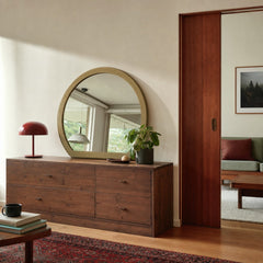 Granada Dresser Mirror Natural Pine styled in Portland Mt. Tabor mid-century daylight ranch living room - What&