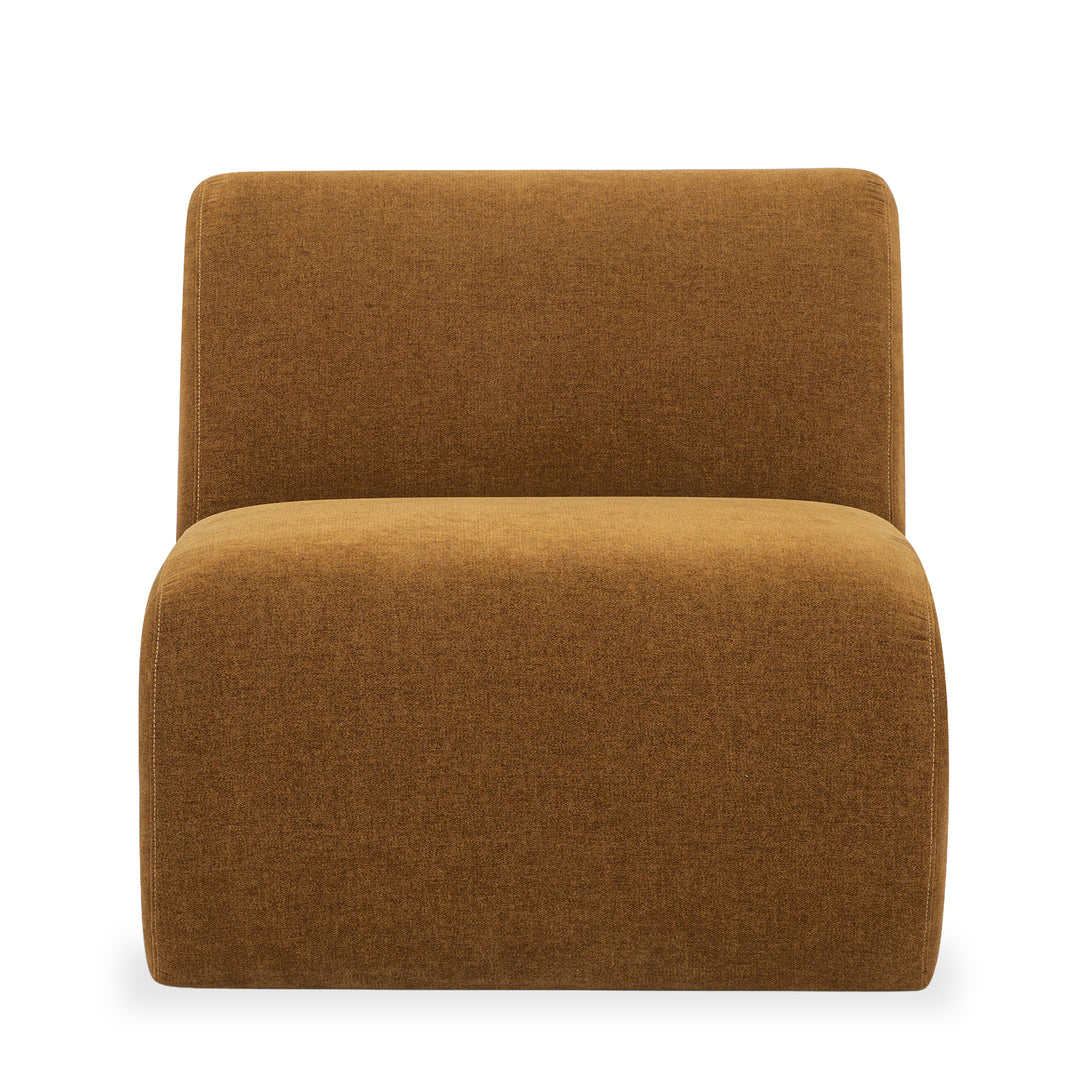 Grove Armchair in Mustard Olive corner detail - mid-century lounge armchair private label - Whats New Furniture Portland OR