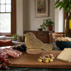 Hand-Forged Bird Cheese Knife with Mango Wood Stand styled in a Portland kitchen - What&