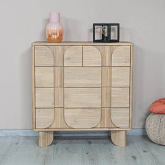 Haru 5 Drawer Chest in Sand Wash room setting - five drawer chest by LH Imports - Whats New Furniture Portland OR