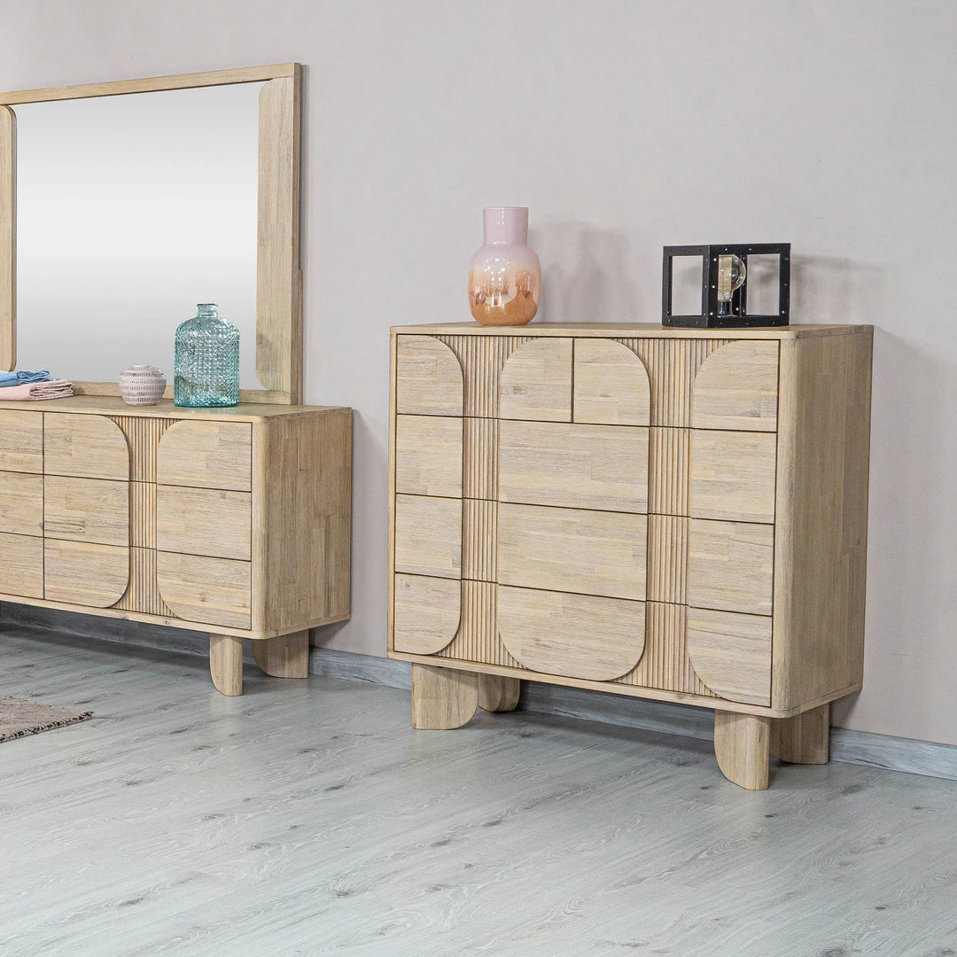 Haru 5 Drawer Chest in Sand Wash styled room setting - five drawer chest by LH Imports - Whats New Furniture Portland OR