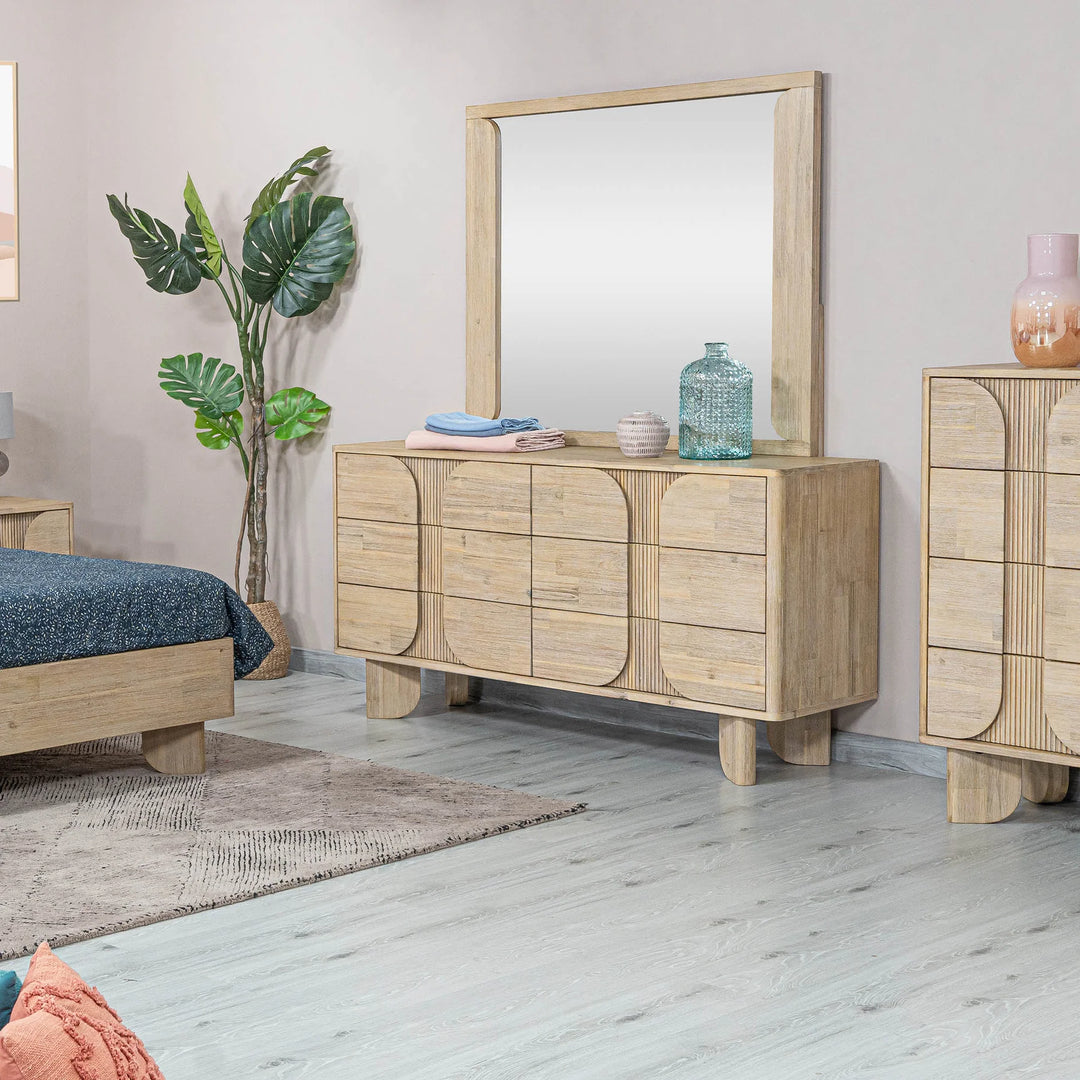 Haru 6 Drawer Dresser in Sand Wash alternate styled room setting - six drawer dresser by LH Imports - Whats New Furniture Portland OR